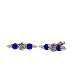Swarovski ve lab safir 14 ayar rose altın küpe