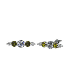 Swarovski ve peridot 925 ayar gümüş küpe
