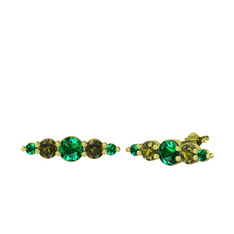 Minimal Atzi Küpe - Yeşil kuvars ve peridot 8 ayar altın küpe #8cfwd2