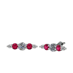 Swarovski ve rodolit garnet 925 ayar gümüş küpe