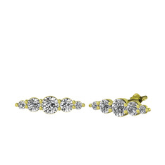 Minimal Atzi Küpe - Beyaz zirkon ve swarovski 14 ayar altın küpe #97wykz