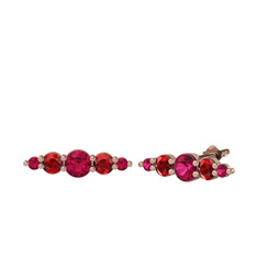 Rodolit garnet ve garnet 8 ayar rose altın küpe