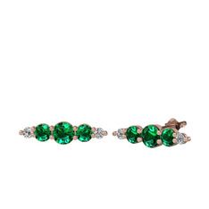 Minimal Atzi Küpe - Yeşil kuvars ve swarovski 14 ayar rose altın küpe #9nxf5b