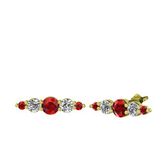 Minimal Atzi Küpe - Garnet ve swarovski 14 ayar altın küpe #9xqstm