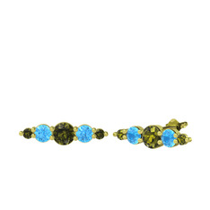 Peridot ve akuamarin 8 ayar altın küpe