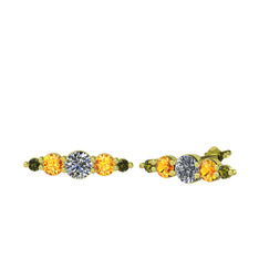 Minimal Atzi Küpe - Swarovski, sitrin ve peridot 8 ayar altın küpe #agtfhc