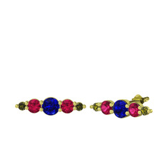 Minimal Atzi Küpe - Lab safir, rodolit garnet ve peridot 8 ayar altın küpe #c0siqb