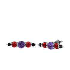 Minimal Atzi Küpe - Ametist, garnet ve siyah zirkon 925 ayar gümüş küpe #c2c9wc