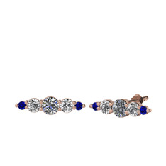 Swarovski, beyaz zirkon ve lab safir 18 ayar rose altın küpe