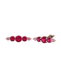 Minimal Atzi Küpe - Rodolit garnet ve pembe kuvars 14 ayar rose altın küpe #cx5m9f