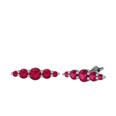 Minimal Atzi Küpe - Rodolit garnet 8 ayar beyaz altın küpe #ebgzxu