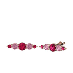 Rodolit garnet ve pembe kuvars 18 ayar rose altın küpe