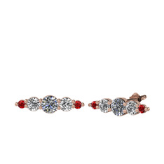 Minimal Atzi Küpe - Swarovski, beyaz zirkon ve garnet 8 ayar rose altın küpe #f9bqbt