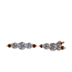 Swarovski, pırlanta ve dumanlı kuvars 14 ayar rose altın küpe (0.12 karat)