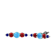 Minimal Atzi Küpe - Akuamarin, garnet ve lab safir 14 ayar beyaz altın küpe #huq6xo