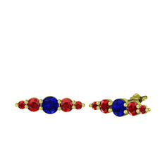 Minimal Atzi Küpe - Lab safir ve garnet 14 ayar altın küpe #icymq