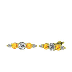 Minimal Atzi Küpe - Beyaz zirkon, sitrin ve swarovski 18 ayar altın küpe #jlf3xb