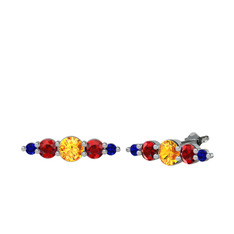 Minimal Atzi Küpe - Sitrin, garnet ve lab safir 925 ayar gümüş küpe #jq632x