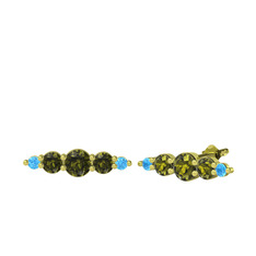 Minimal Atzi Küpe - Peridot ve akuamarin 14 ayar altın küpe #k4g9vf