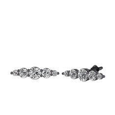Minimal Atzi Küpe - Beyaz zirkon ve swarovski 925 ayar siyah rodyum kaplama gümüş küpe #lgbof3