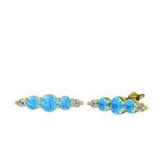 Minimal Atzi Küpe - Akuamarin ve swarovski 8 ayar altın küpe #ll1mjt