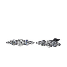Minimal Atzi Küpe - Beyaz zirkon, pırlanta ve swarovski 925 ayar siyah rodyum kaplama gümüş küpe (0.12 karat) #m27lu7