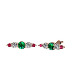 Minimal Atzi Küpe - Yeşil kuvars, swarovski ve rodolit garnet 18 ayar rose altın küpe #mt6meg