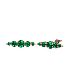 Minimal Atzi Küpe - Yeşil kuvars 8 ayar rose altın küpe #mx7694