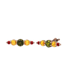 Minimal Atzi Küpe - Peridot, sitrin ve garnet 18 ayar rose altın küpe #o6ce0z