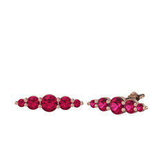 Minimal Atzi Küpe - Rodolit garnet 18 ayar rose altın küpe #p85v7g
