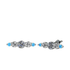 Minimal Atzi Küpe - Pırlanta, swarovski ve akuamarin 925 ayar gümüş küpe (0.32 karat) #plzo9c