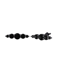 Minimal Atzi Küpe - Siyah zirkon 925 ayar siyah rodyum kaplama gümüş küpe #rqs2zr