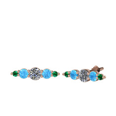 Minimal Atzi Küpe - Swarovski, akuamarin ve yeşil kuvars 8 ayar rose altın küpe #tyd0oz