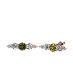 Peridot ve swarovski 18 ayar rose altın küpe