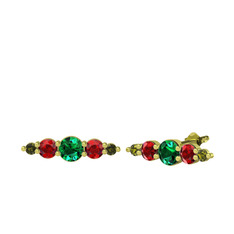 Minimal Atzi Küpe - Yeşil kuvars, garnet ve peridot 8 ayar altın küpe #yd3fqi