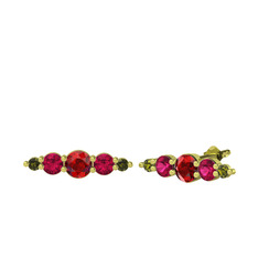 Garnet, rodolit garnet ve peridot 18 ayar altın küpe