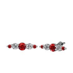 Minimal Atzi Küpe - Garnet ve beyaz zirkon 14 ayar beyaz altın küpe #yyntqh