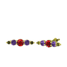 Garnet, ametist ve peridot 14 ayar altın küpe