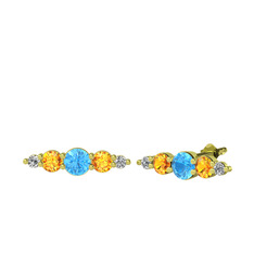 Minimal Atzi Küpe - Akuamarin, sitrin ve swarovski 14 ayar altın küpe #zryd1f