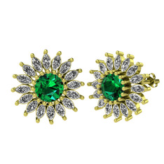Yeşil kuvars ve swarovski 925 ayar altın kaplama gümüş küpe