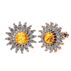 Sitrin ve swarovski 8 ayar rose altın küpe