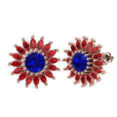 Lab safir ve garnet 18 ayar rose altın küpe