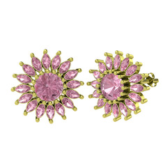 Pembe kuvars 925 ayar altın kaplama gümüş küpe