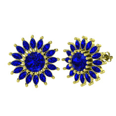 Taşlı Papatya Küpe - Lab safir 8 ayar altın küpe #1t4l37w