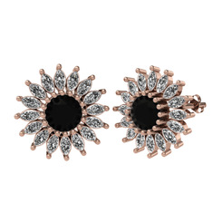 Siyah zirkon ve swarovski 8 ayar rose altın küpe