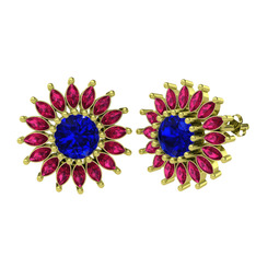 Lab safir ve rodolit garnet 8 ayar altın küpe