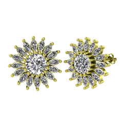 Taşlı Papatya Küpe - Swarovski 18 ayar altın küpe #hp5o0b