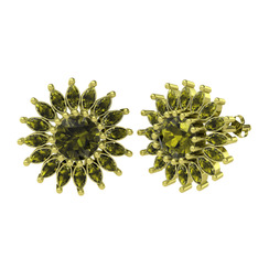 Taşlı Papatya Küpe - Peridot 8 ayar altın küpe #p6njxn