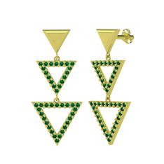 Orya Üçgen Küpe - Yeşil kuvars 925 ayar altın kaplama gümüş küpe #11mssed