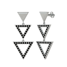 Orya Üçgen Küpe - Siyah zirkon 925 ayar gümüş küpe #15aq8m4